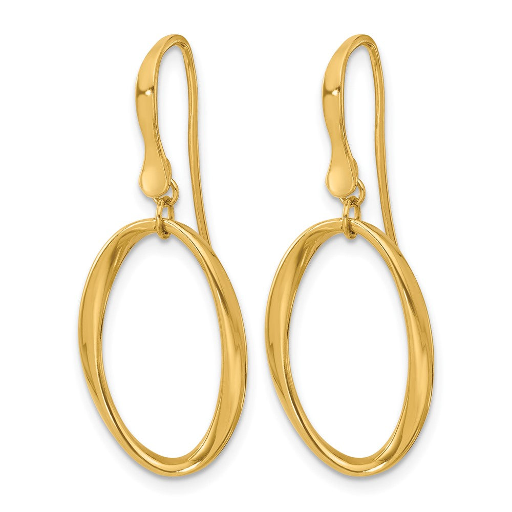 Polished Oval Shepherd Hook Dangle Earrings