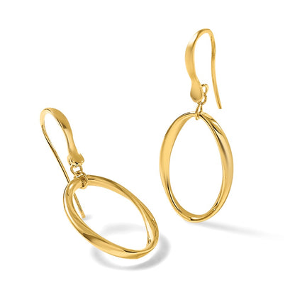Polished Oval Shepherd Hook Dangle Earrings
