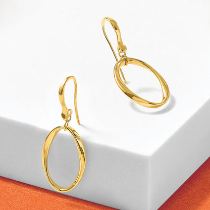 Polished Oval Shepherd Hook Dangle Earrings