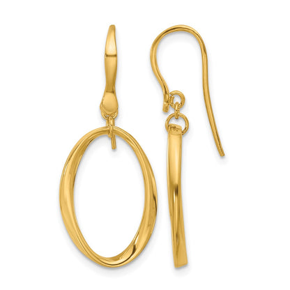 Polished Oval Shepherd Hook Dangle Earrings