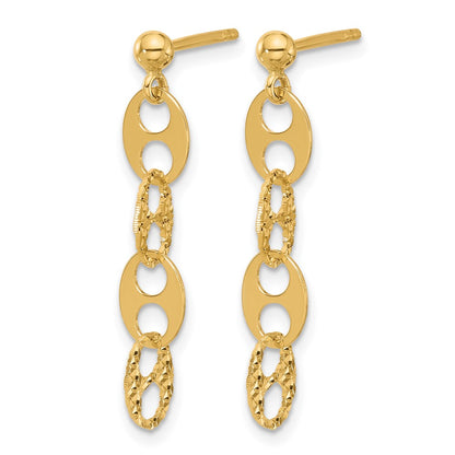 Polished and Textured Fancy Link Dangle Earrings