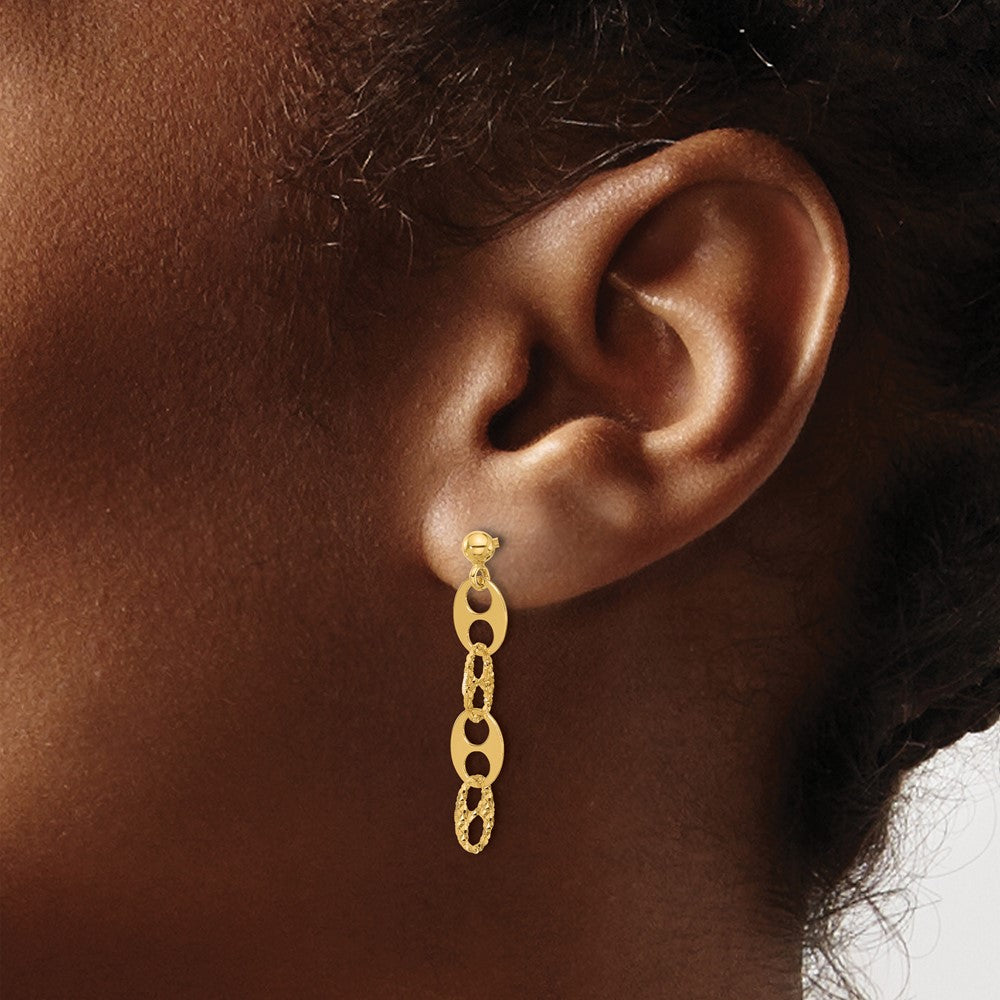 Polished and Textured Fancy Link Dangle Earrings