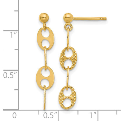 Polished and Textured Fancy Link Dangle Earrings