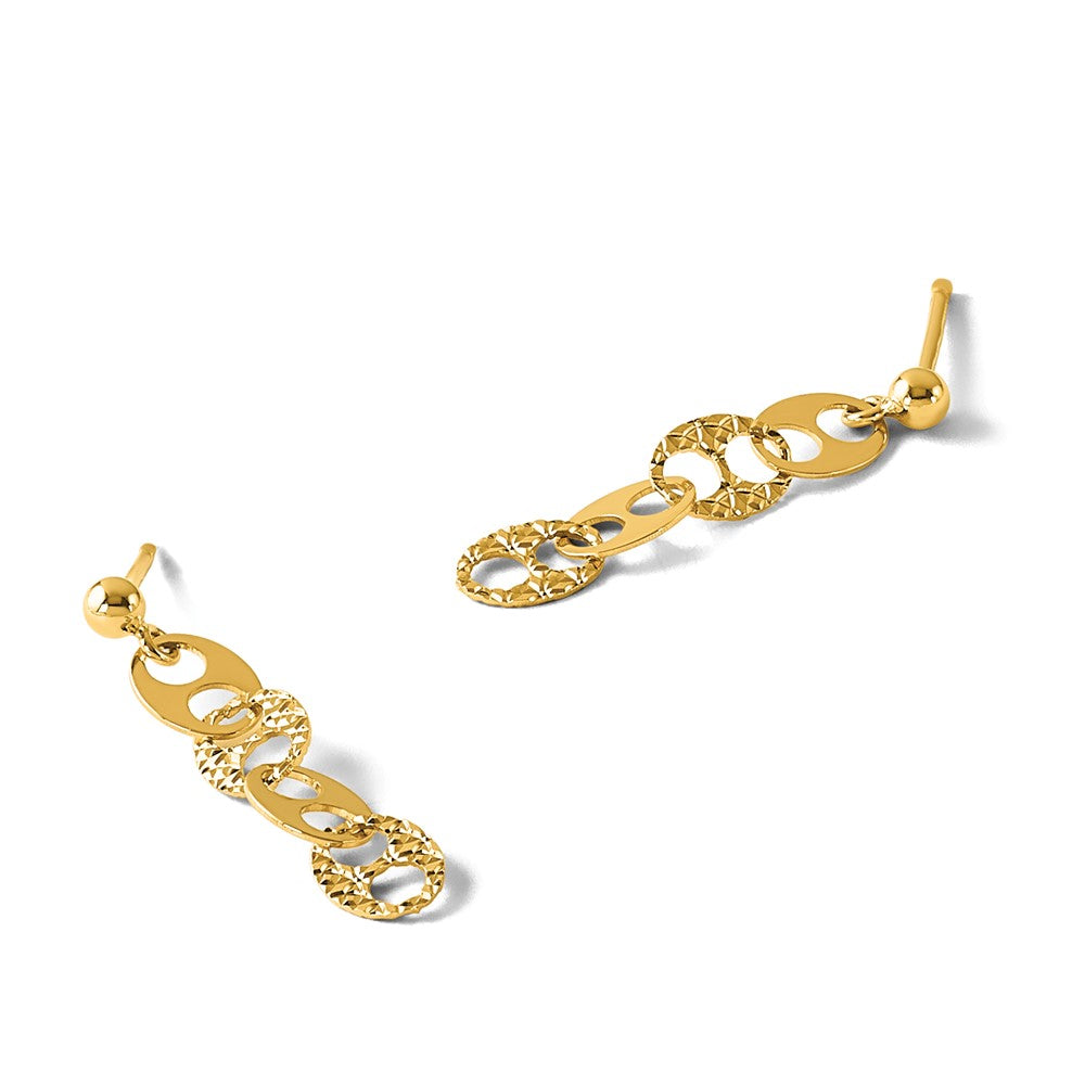 Polished and Textured Fancy Link Dangle Earrings