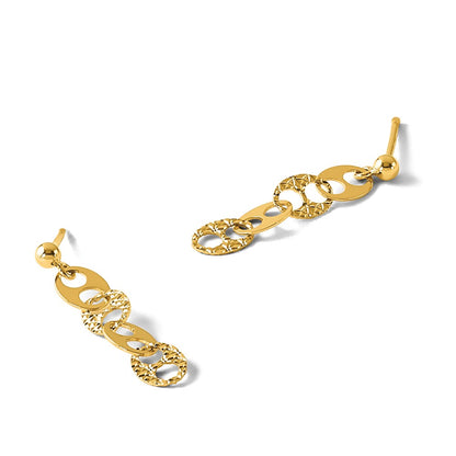 Polished and Textured Fancy Link Dangle Earrings