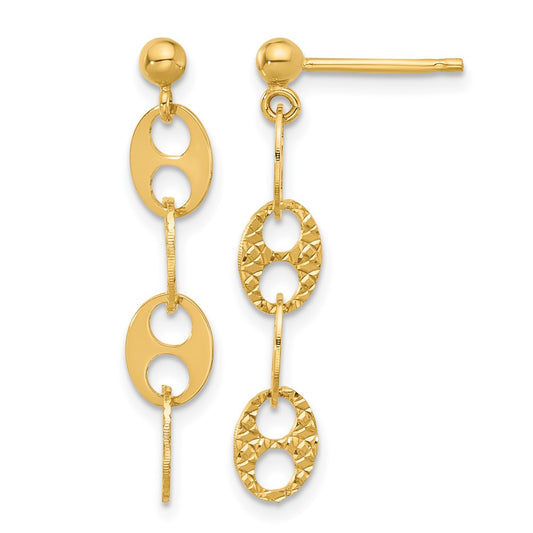 Polished and Textured Fancy Link Dangle Earrings