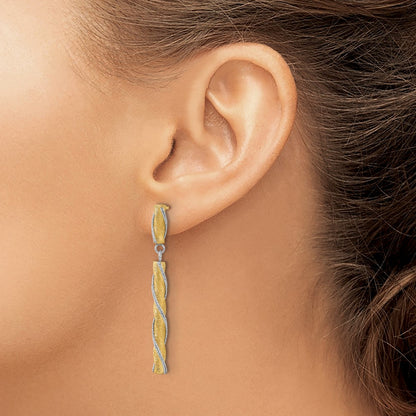Polished/Satin/Dia-cut Post Dangle Earrings