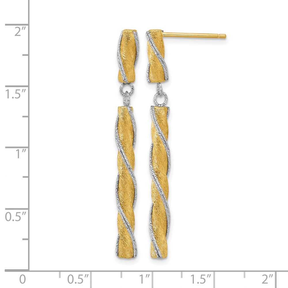 Polished/Satin/Dia-cut Post Dangle Earrings