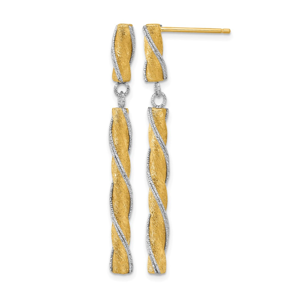 Polished/Satin/Dia-cut Post Dangle Earrings