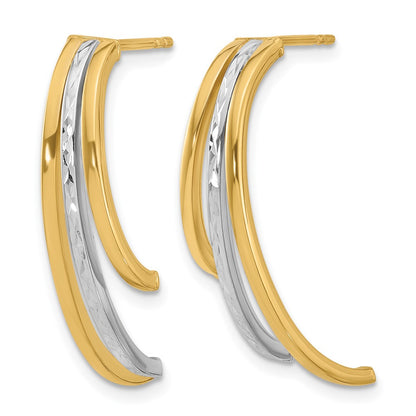 Polished and D/C 3-Row Drop Post Earrings