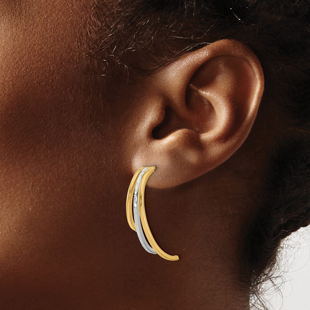 Polished and D/C 3-Row Drop Post Earrings