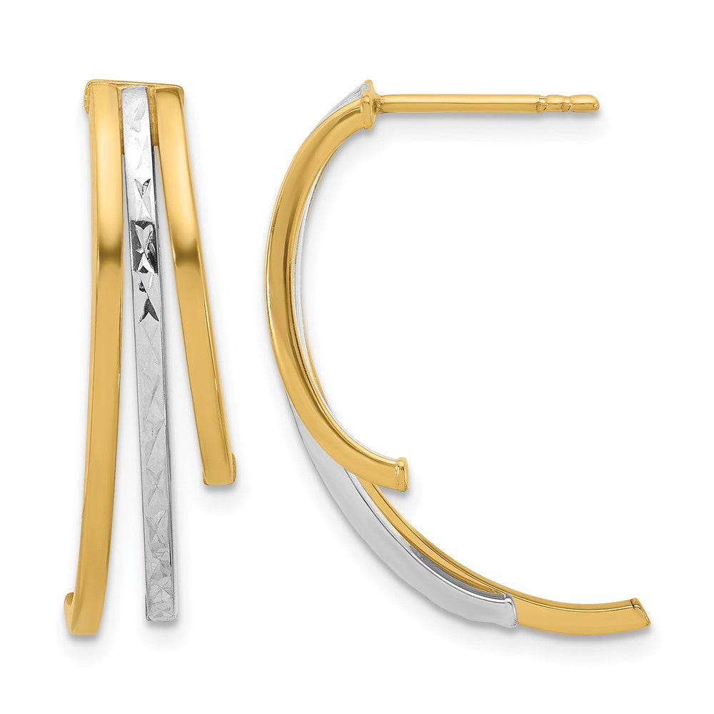 Polished and D/C 3-Row Drop Post Earrings
