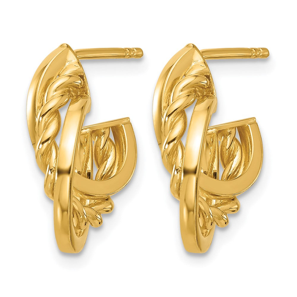 Polished Twisted J-Hoop Post Earrings