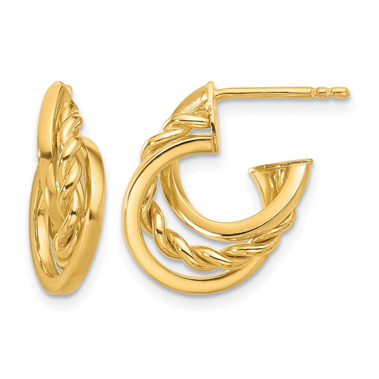 Polished Twisted J-Hoop Post Earrings