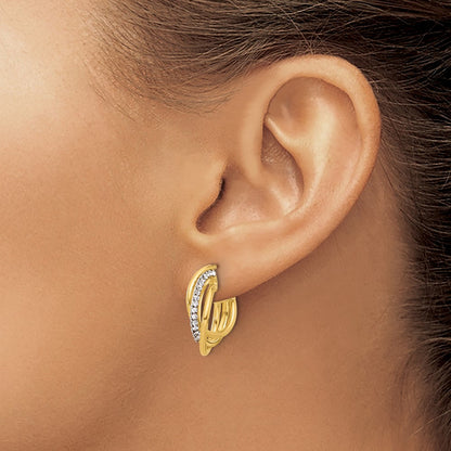 Polished Crystal J-Hoop Post Earrings - 7mm