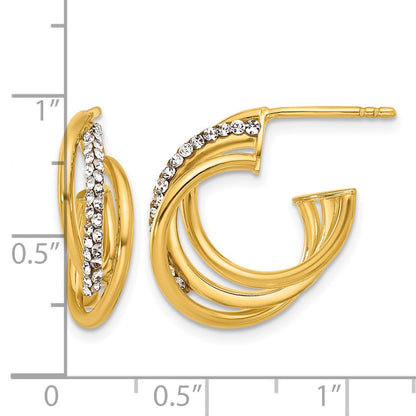 Polished Crystal J-Hoop Post Earrings - 7mm