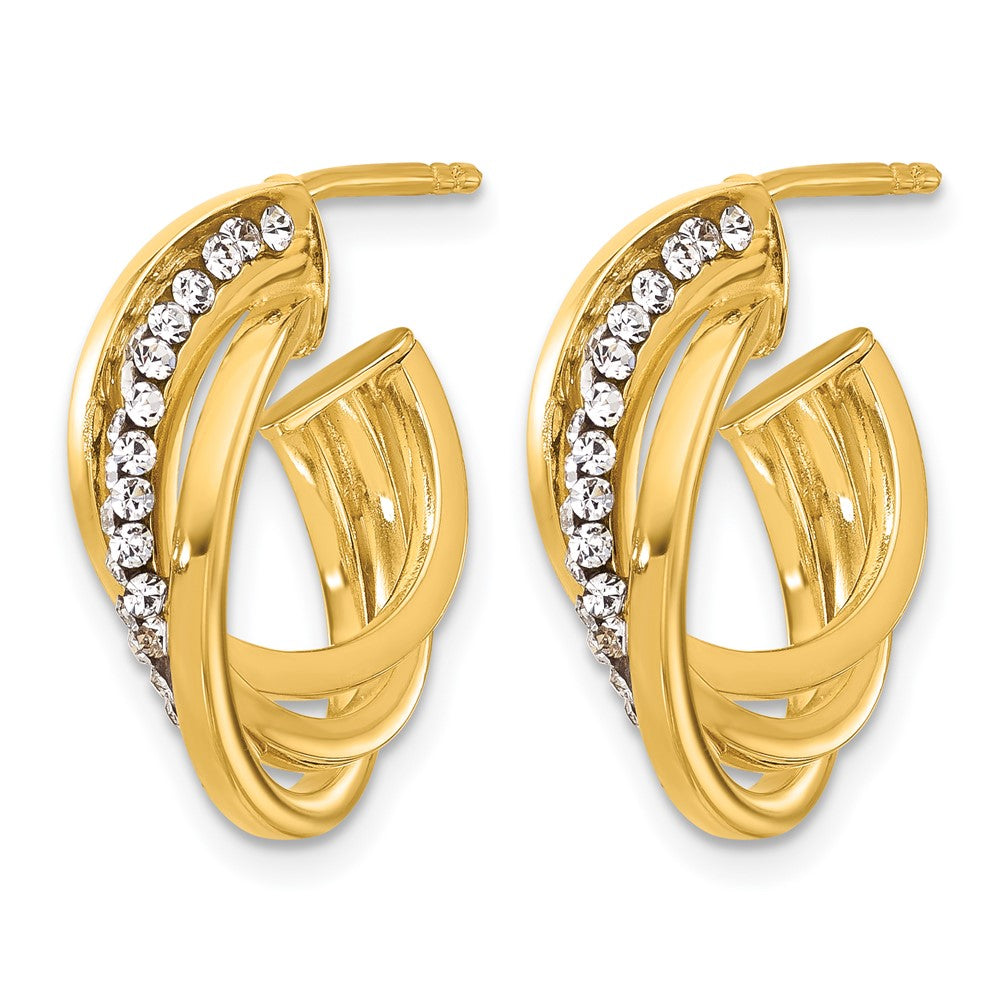 Polished Crystal J-Hoop Post Earrings - 6.25mm