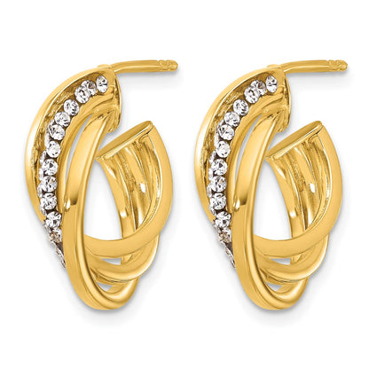 Polished Crystal J-Hoop Post Earrings - 6.25mm
