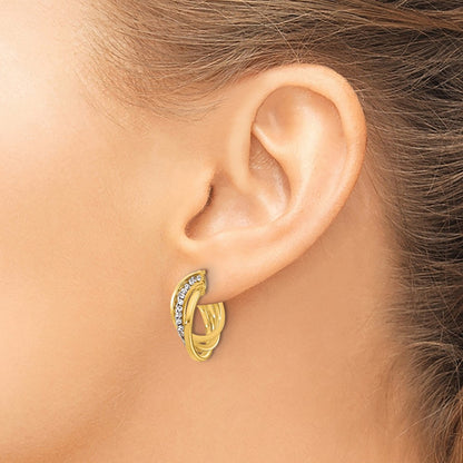 Polished Crystal J-Hoop Post Earrings - 6.25mm