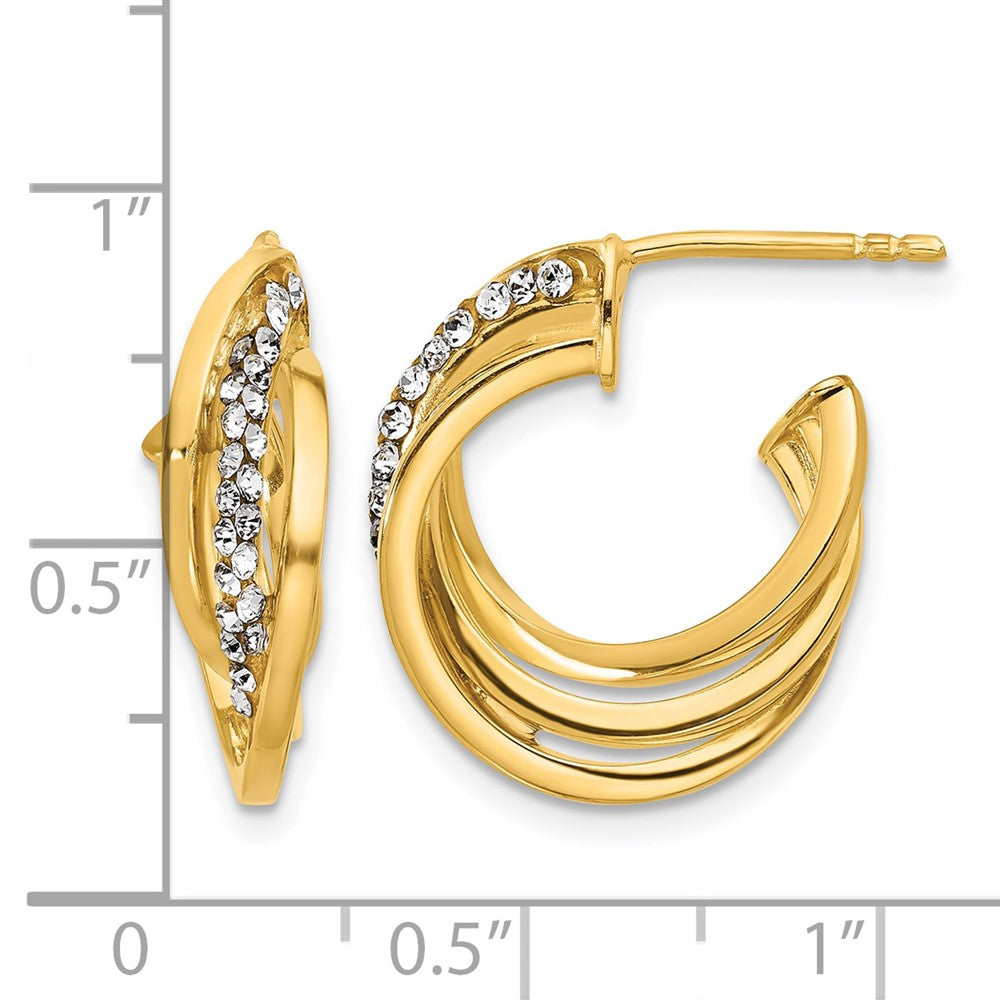 Polished Crystal J-Hoop Post Earrings - 6.25mm