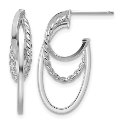 Polish/ Twisted Oval J-Hoop Earrings