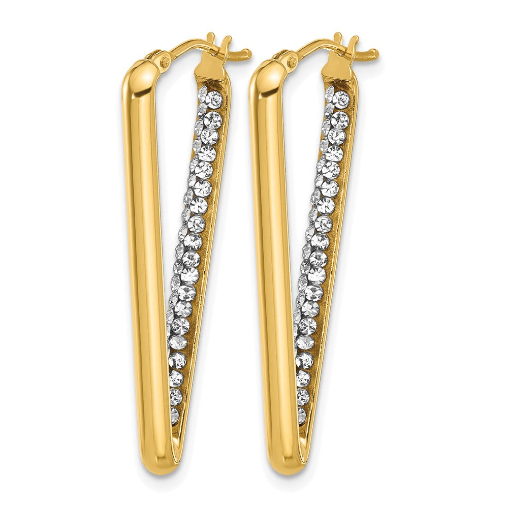 Polished with Crystal Triangle Hoop Earrings