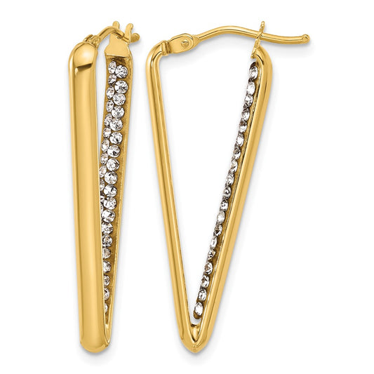 Polished with Crystal Triangle Hoop Earrings