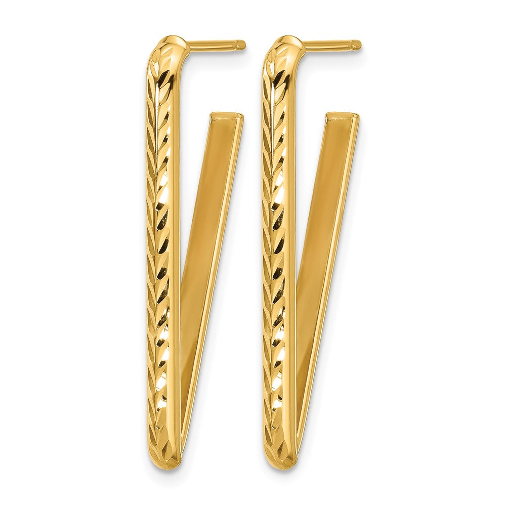 Polished and Diamond-cut Triangle Post Earrings