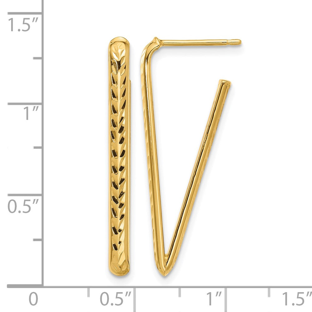 Polished and Diamond-cut Triangle Post Earrings