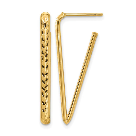 Polished and Diamond-cut Triangle Post Earrings