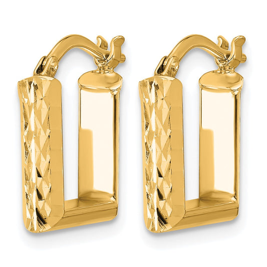 Polished and Diamond-cut Square Hoop Earrings