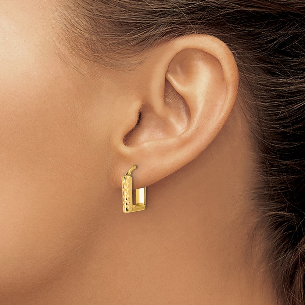 Polished and Diamond-cut Square Hoop Earrings