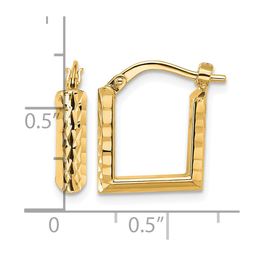 Polished and Diamond-cut Square Hoop Earrings