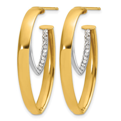 Polished w/Crystal Oval Drop Post Earrings