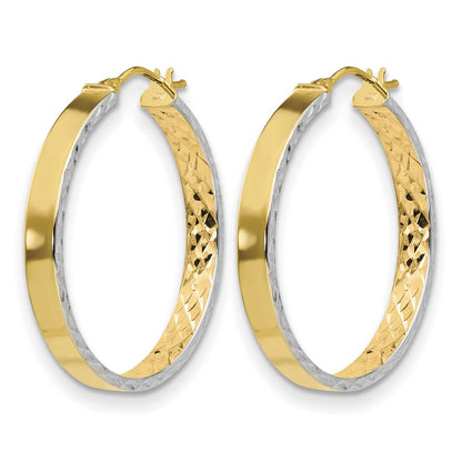 Polished and Diamond-cut Hoop Earrings - 3.8mm