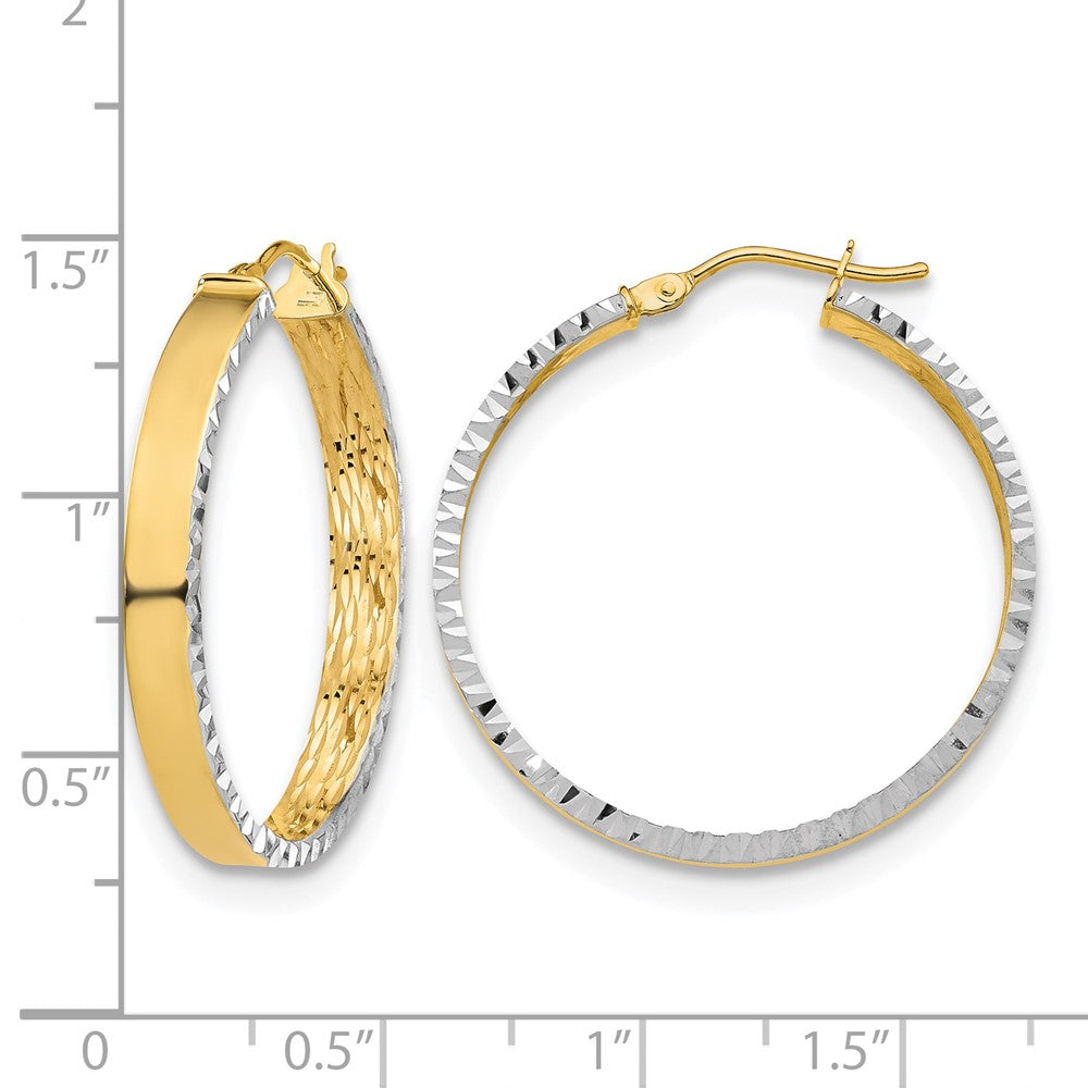 Polished and Diamond-cut Hoop Earrings - 3.8mm