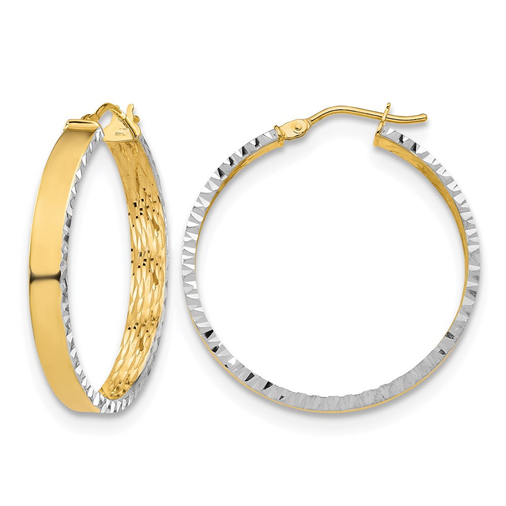 Polished and Diamond-cut Hoop Earrings - 3.8mm