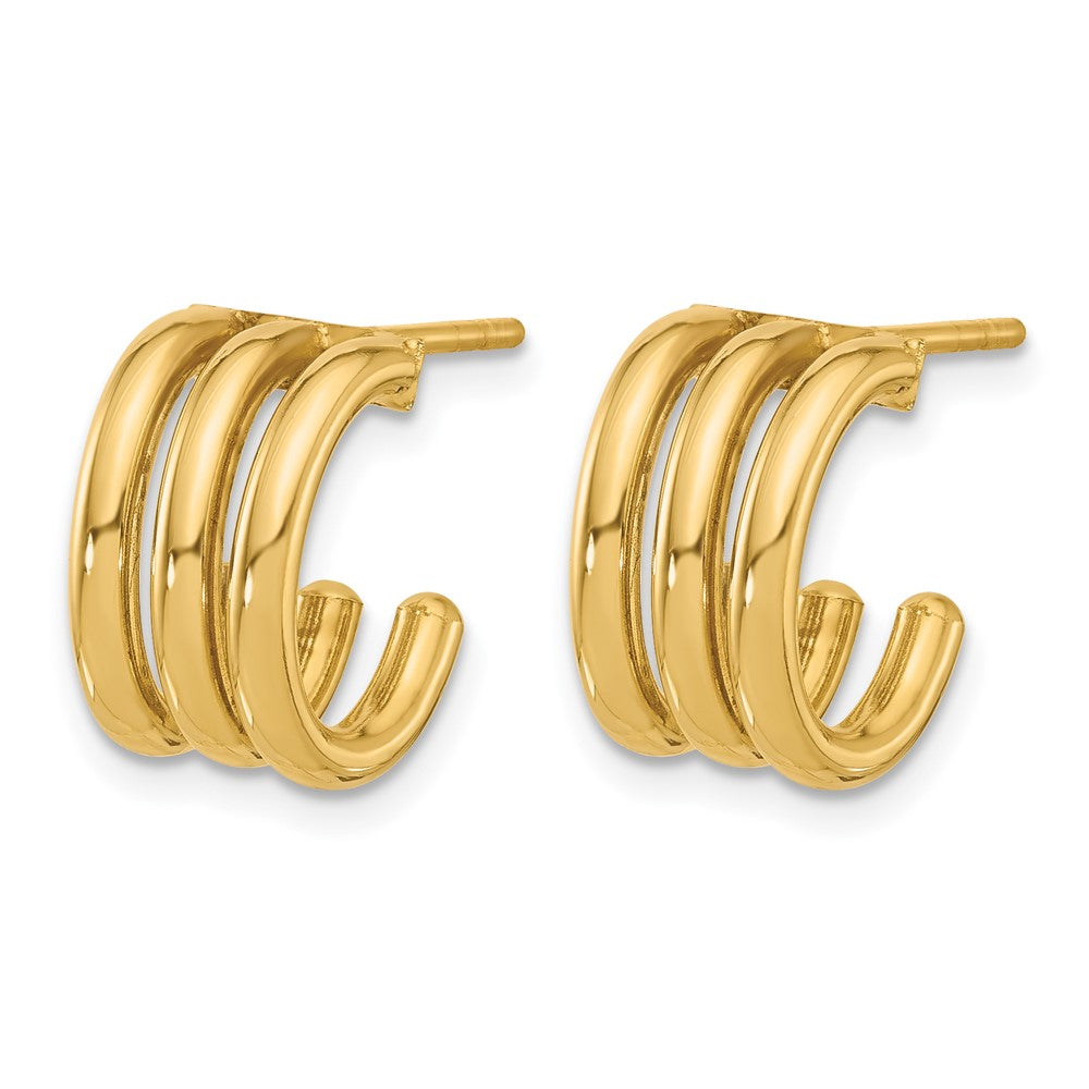 Polished Oval J-Hoop Post Earrings