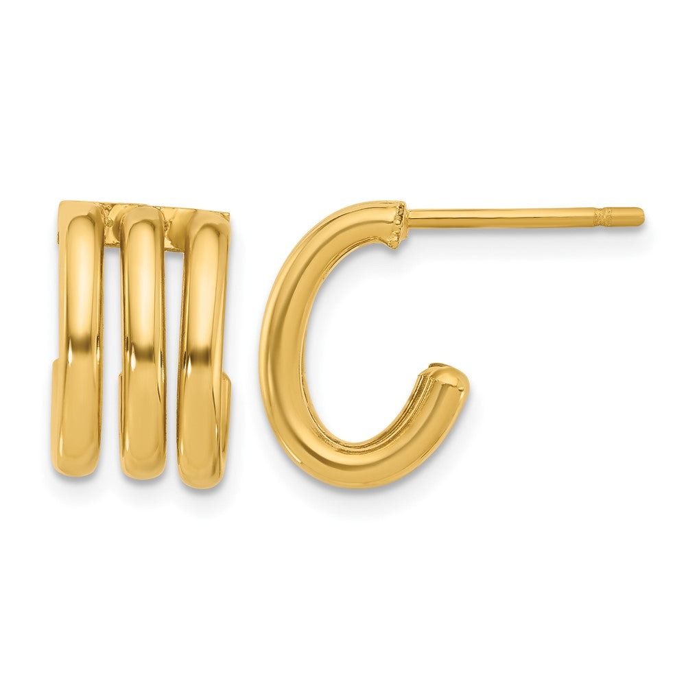 Polished Oval J-Hoop Post Earrings
