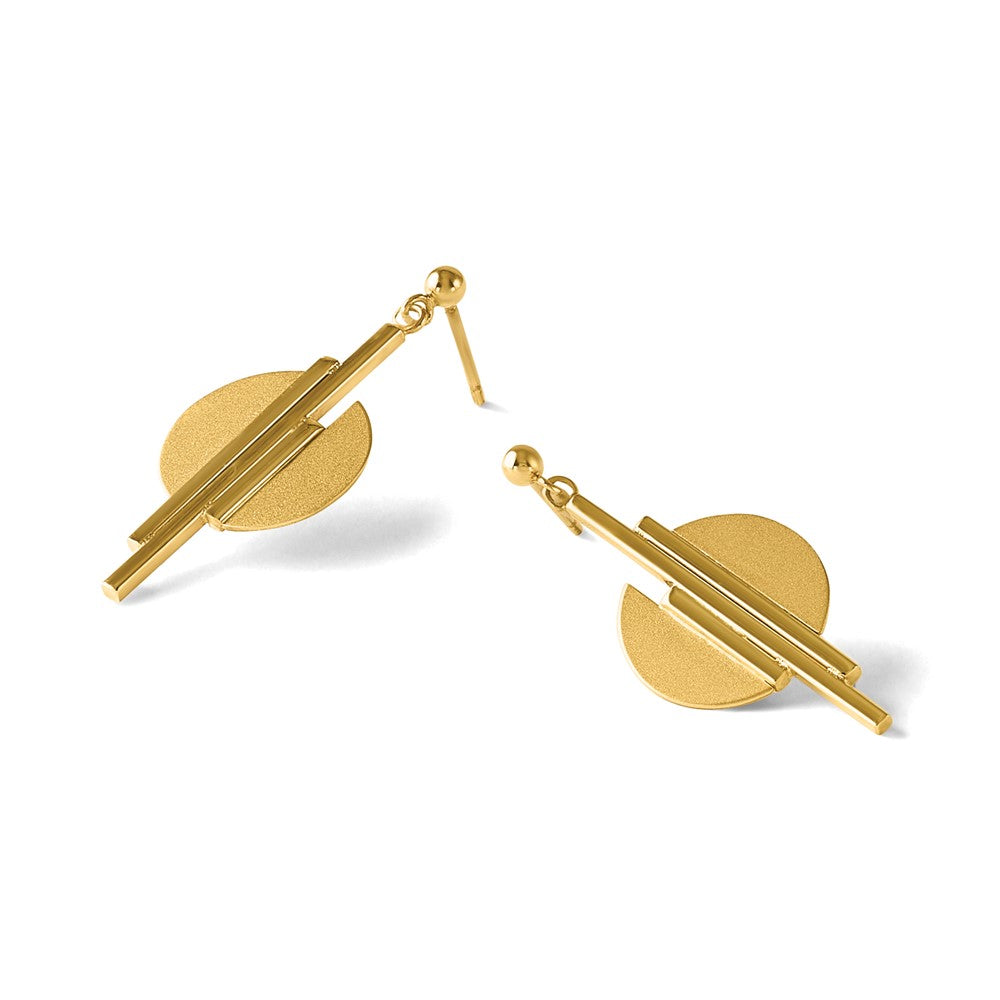 Polished and Brushed Dangle Post Earrings