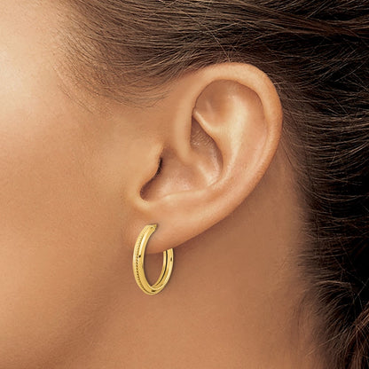 Polished and Textured Round J-Hoop Earrings - 2.05g