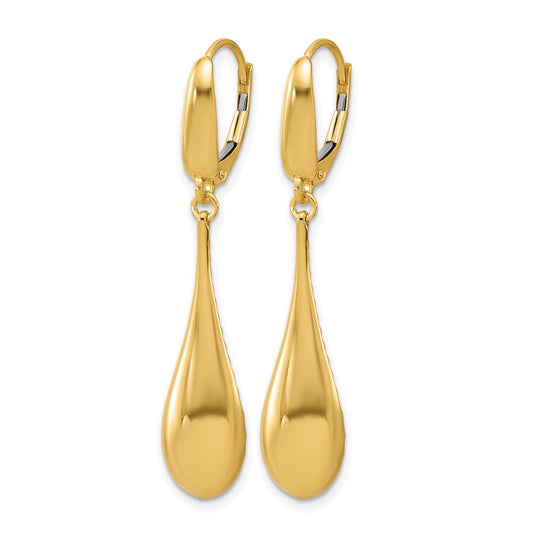 Polished Teardrop Dangle Leverback Earrings