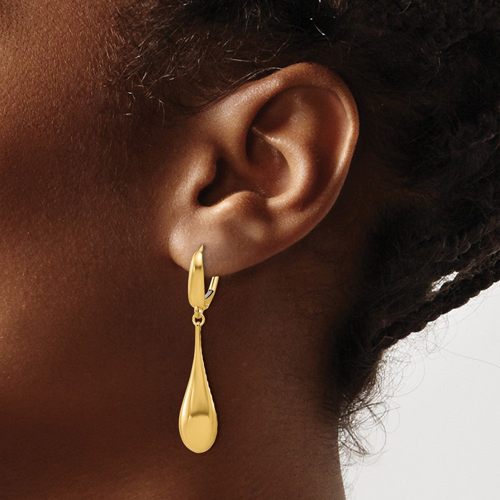 Polished Teardrop Dangle Leverback Earrings