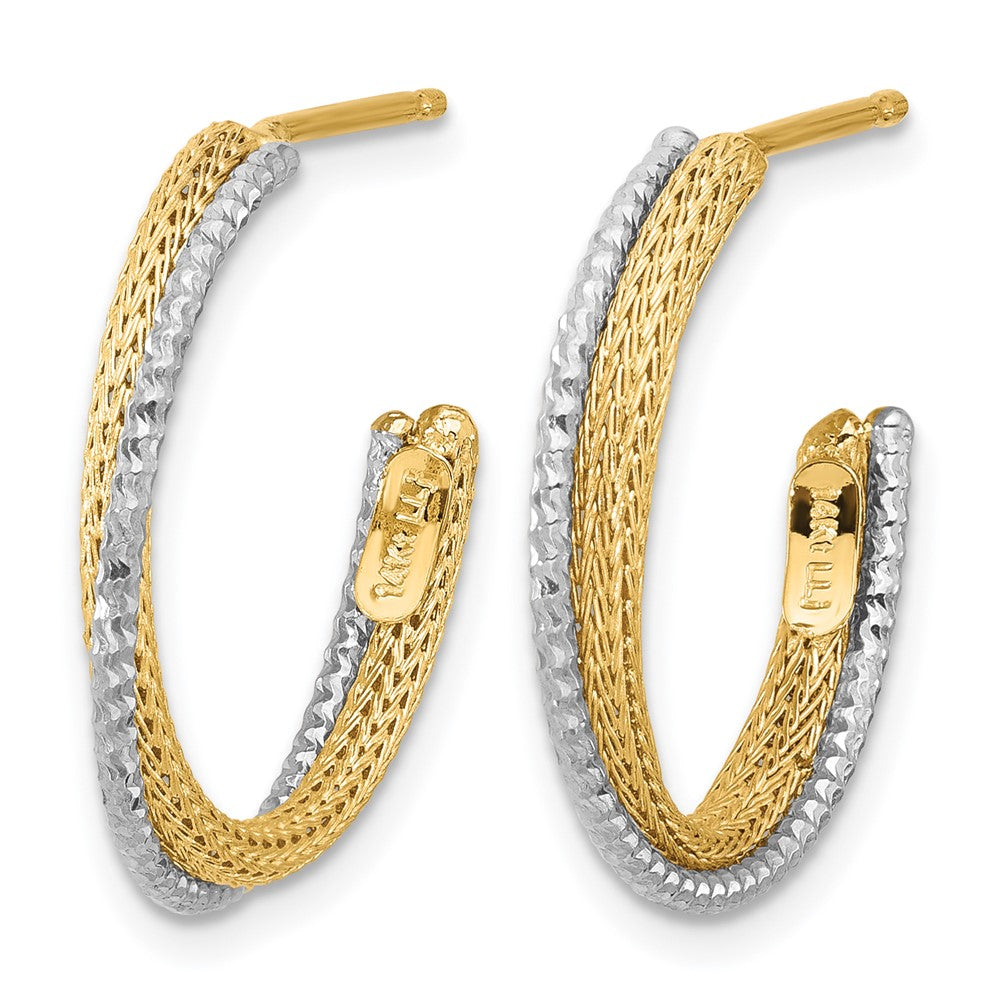 Polished/Textured/Dia-cut J-Hoop Earrings