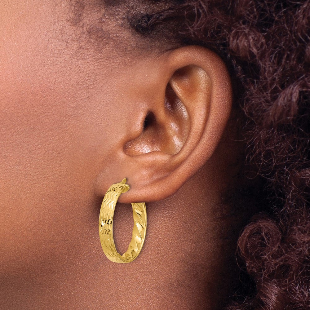 Polished and D/C Hoop Earrings - 4.75mm