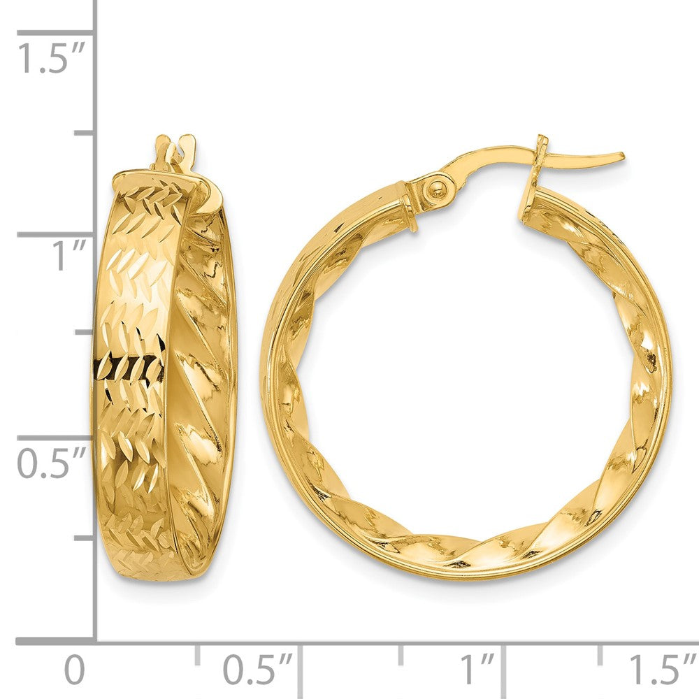 Polished and D/C Hoop Earrings - 4.75mm