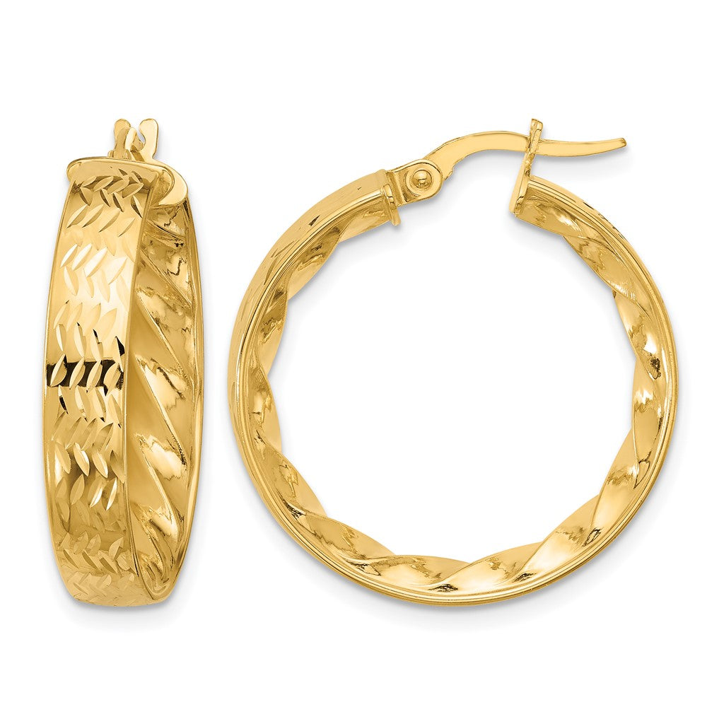 Polished and D/C Hoop Earrings - 4.75mm