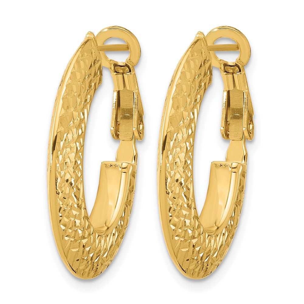 Polished and D/C Knife Edge Omega Back Hoop Earrings
