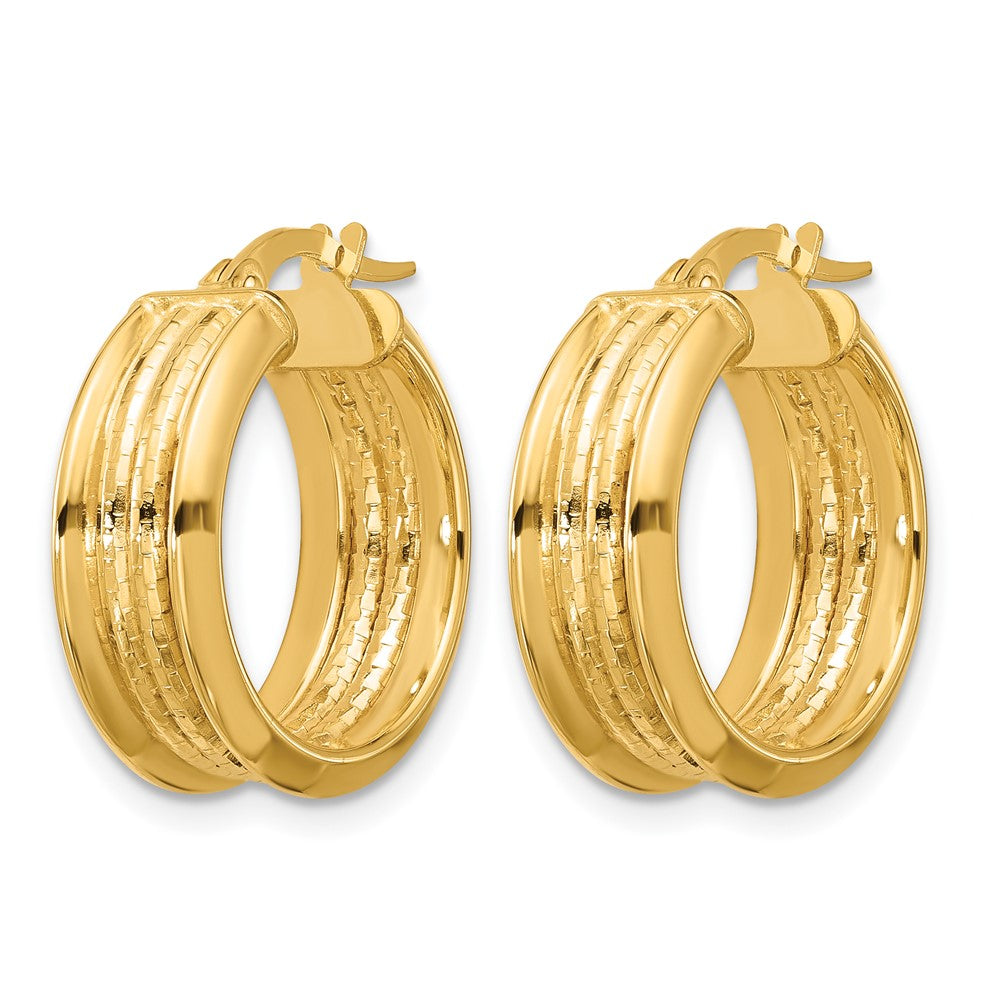 Polished and Textured Hoop Earrings - 7mm