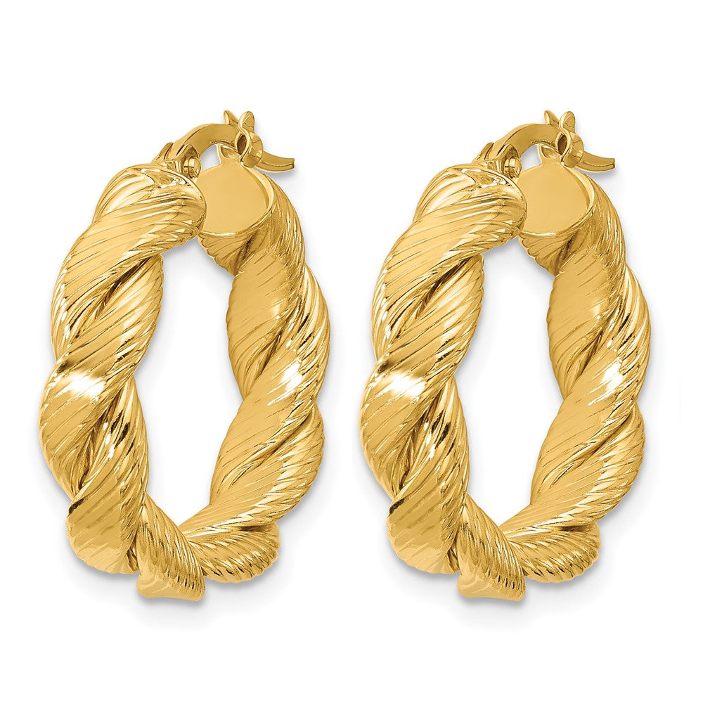 Polished and Textured Twist Hoop Earrings